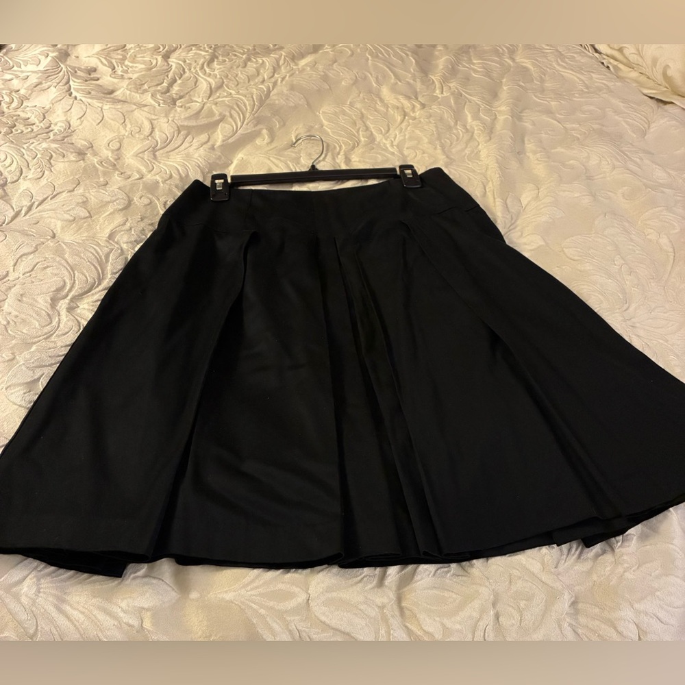 Women’s International Concepts Lined Black Pleated 97% Cotton A Line Skirt